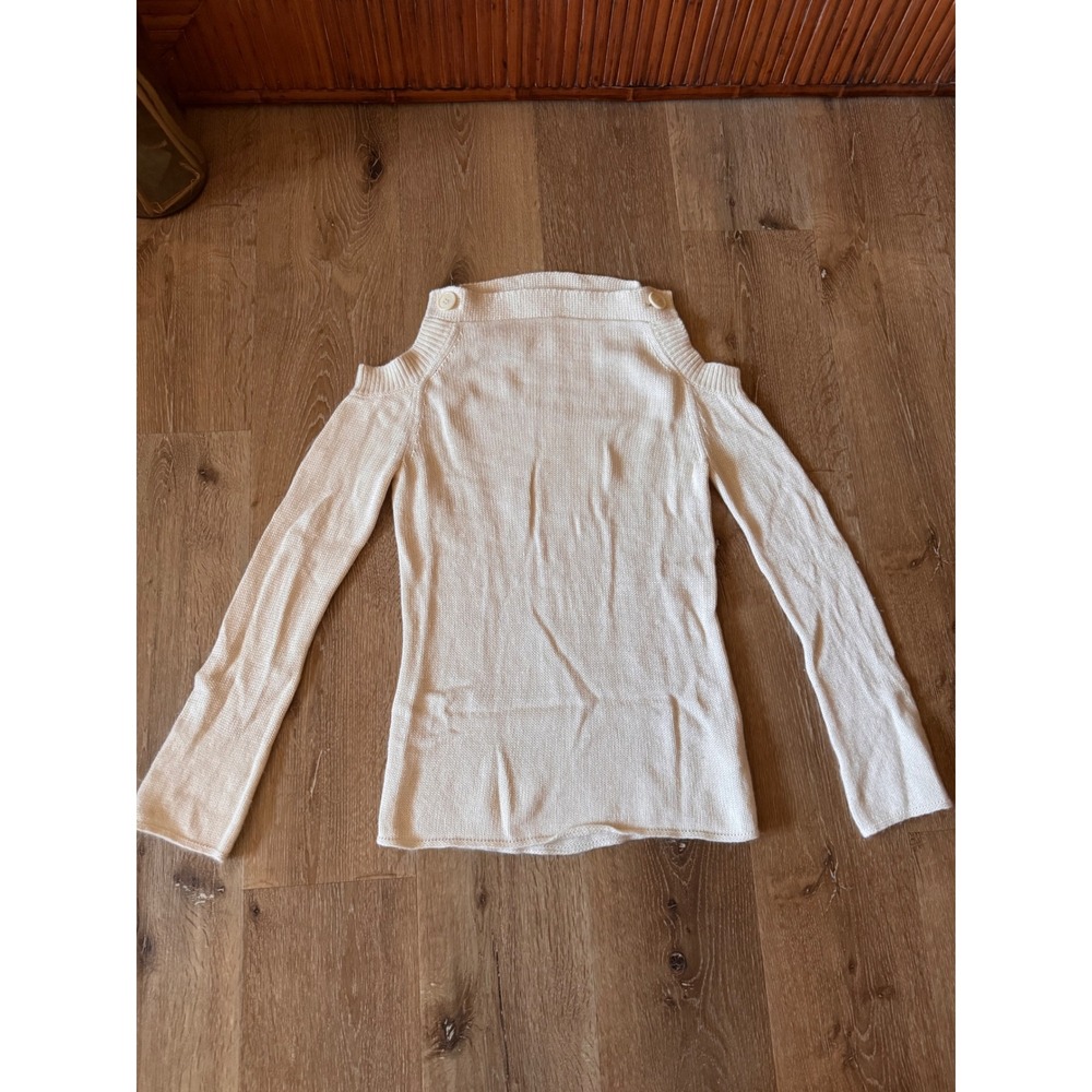 Tse White Cream Open Shoulder Cashmere Silk Blend Sweater Size XS